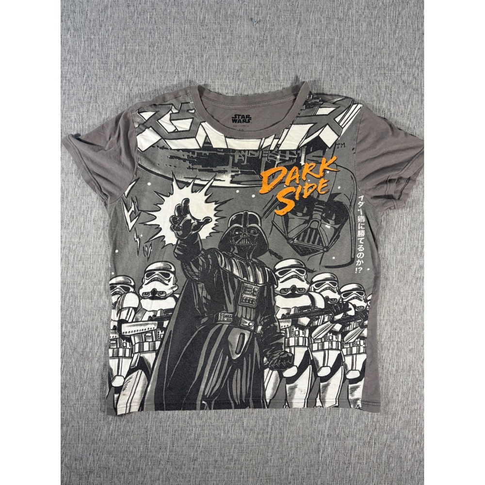 Star Wars Darth Vader Dark Side Graphic T-Shirt Gray Manga Stormtrooper Mens L